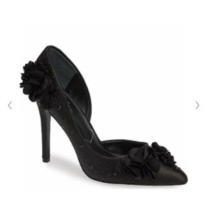 Charles By Charles David Poloma Black Satin Flowers and Raindrop Crystals